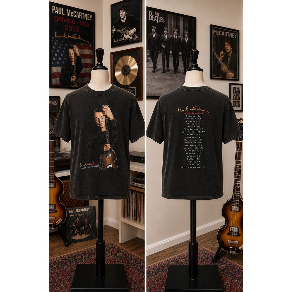 Vintage Y2K Paul McCartney Driving USA Tour 2002 Giant Tag Tee XL